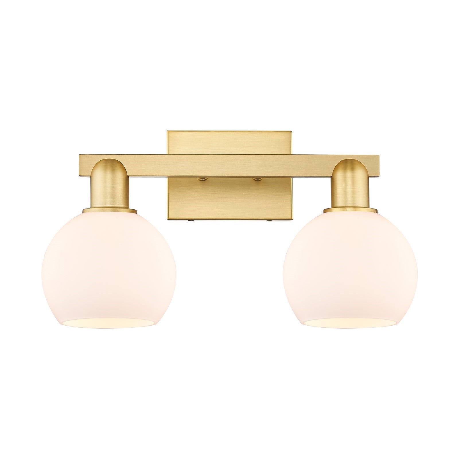 Innovations Athens 17in 2-Light Bath Vanity Light | Industrial Satin Gold Steel and Cast Brass with Matte White Glass | Entryway | Model 716-2W-SG-G121-6