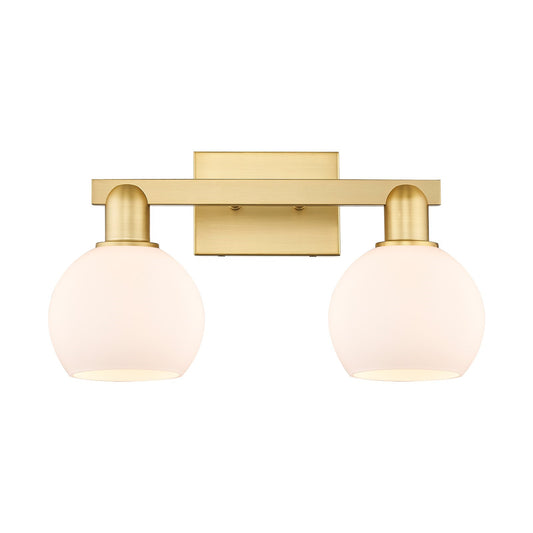 Innovations Athens 17in 2-Light Bath Vanity Light | Industrial Satin Gold Steel and Cast Brass with Matte White Glass | Entryway | Model 716-2W-SG-G121-6