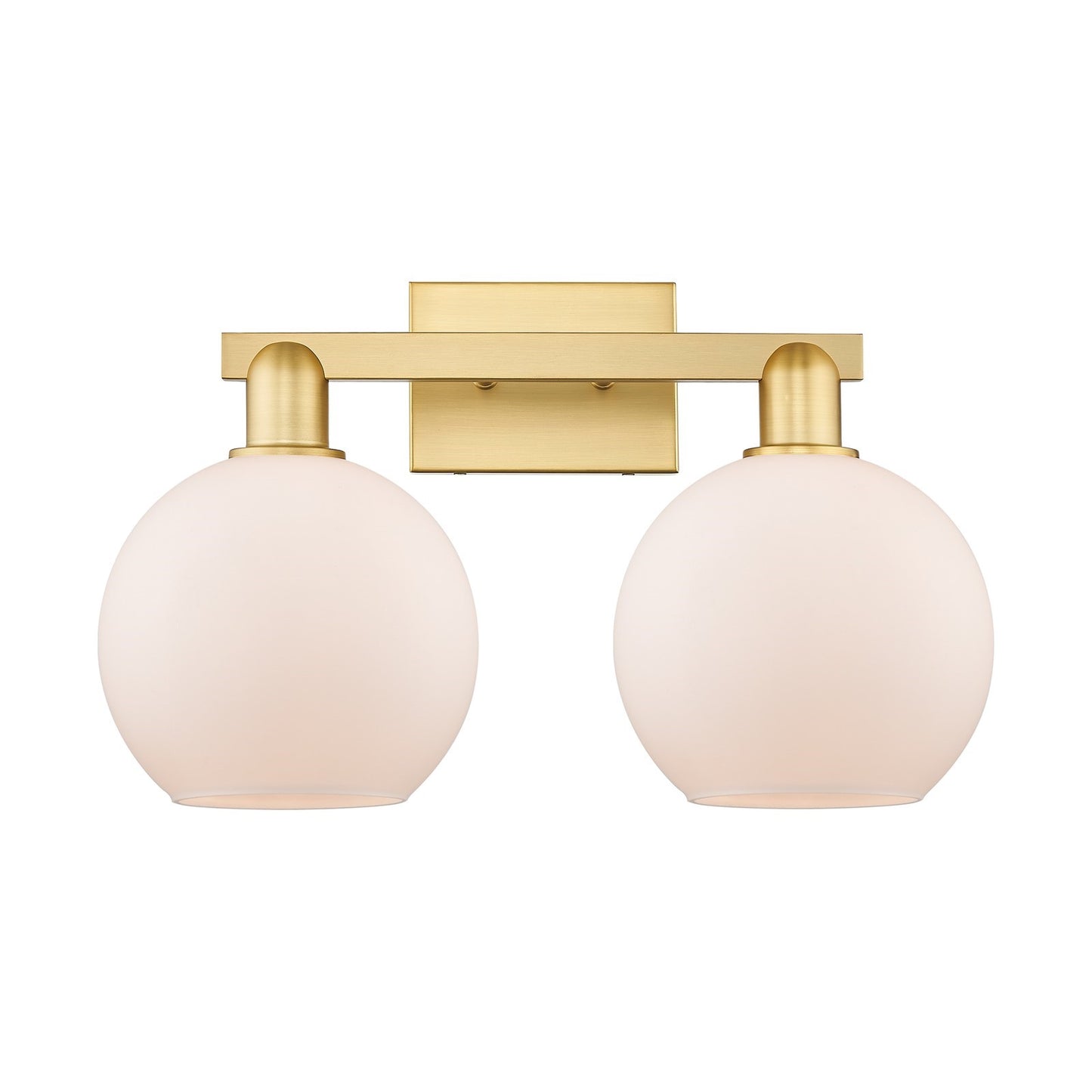 Innovations Athens 19in 2-Light Bath Vanity Light | Industrial Satin Gold Steel and Matte White Glass | Bathroom Vanity & Powder | Model 716-2W-SG-G121-8
