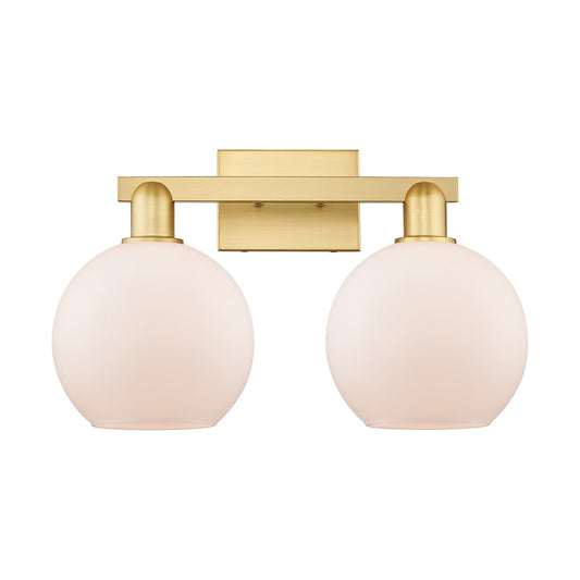 Innovations Athens 19in 2-Light Bath Vanity Light | Industrial Satin Gold Steel and Matte White Glass | Bathroom Vanity & Powder | Model 716-2W-SG-G121-8