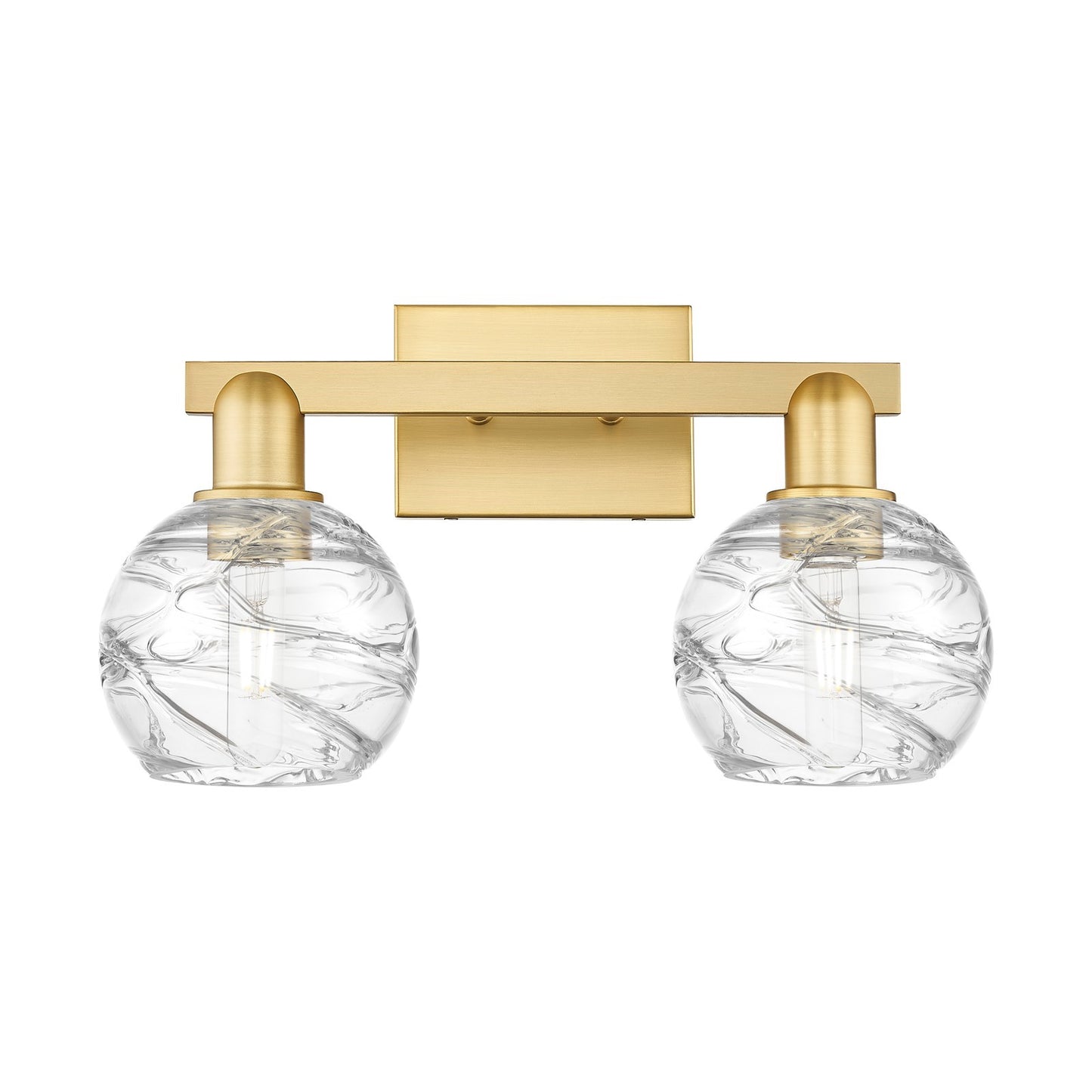 Innovations Athens Deco Swirl 16.88in 2-Light Bath Vanity Light | Industrial Satin Gold Steel and Clear Glass | Bathroom & | Model 716-2W-SG-G1213-6CL