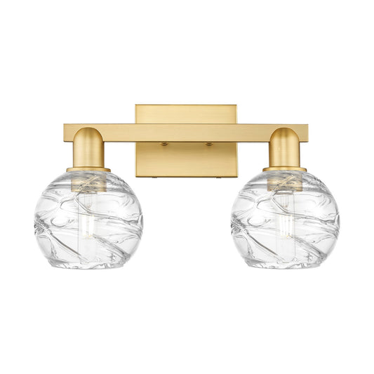 Innovations Athens Deco Swirl 16.88in 2-Light Bath Vanity Light | Industrial Satin Gold Steel and Clear Glass | Bathroom & | Model 716-2W-SG-G1213-6CL