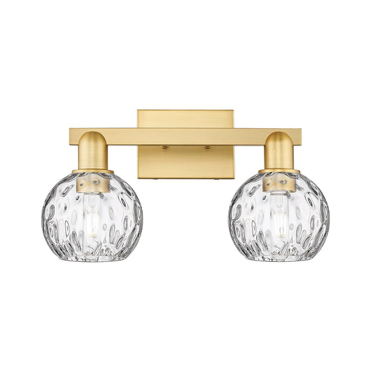 Innovations Athens Water Glass 17in 2-Light Bath Vanity | Industrial Satin Gold Steel and Clear Water Glass | Bathroom Vanity & | Model 716-2W-SG-G1215-6