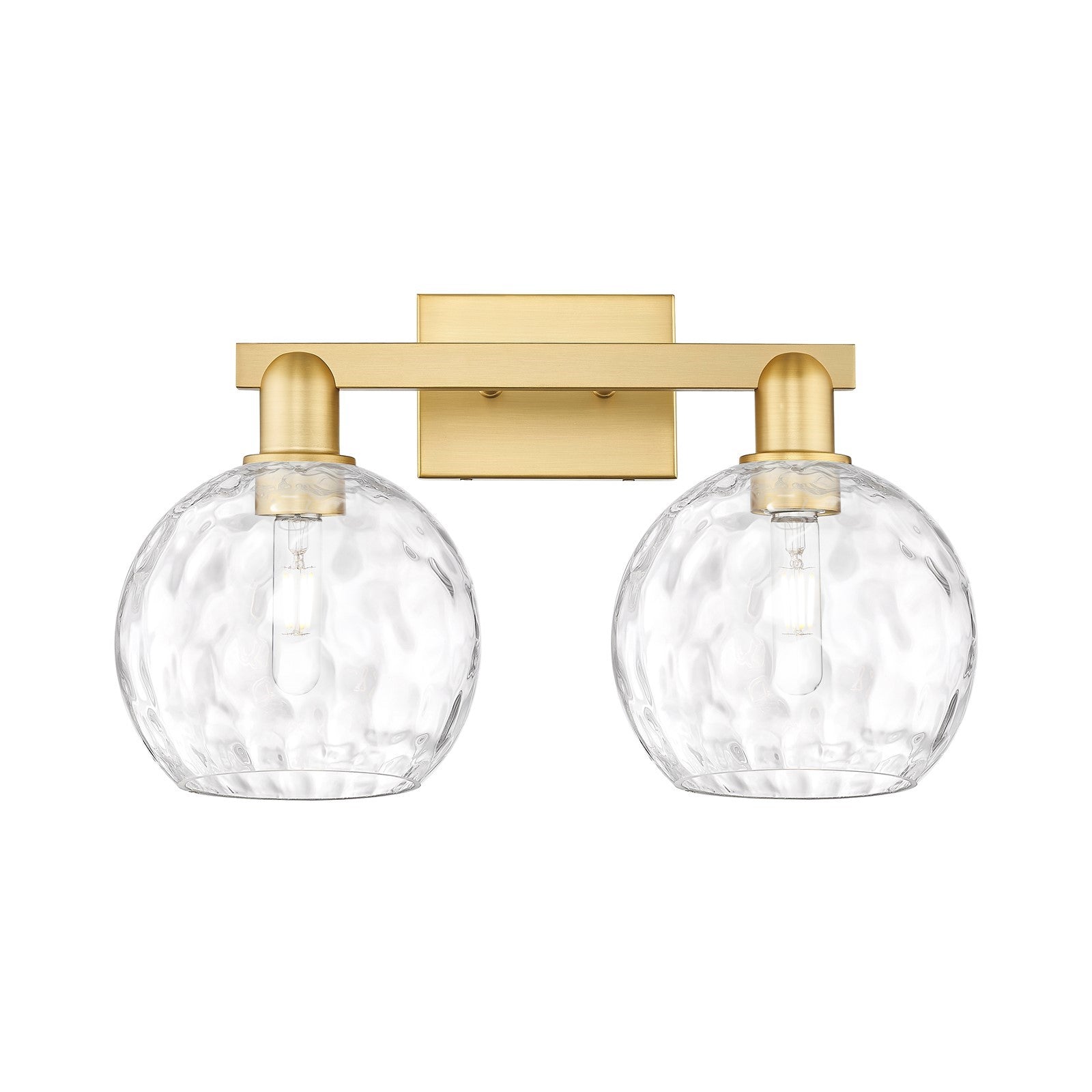 Innovations Athens 19in 2-Light Bath Vanity Light | Industrial Satin Gold Steel and Clear Water Glass | Bathroom Vanity | 19 x | Model 716-2W-SG-G1215-8