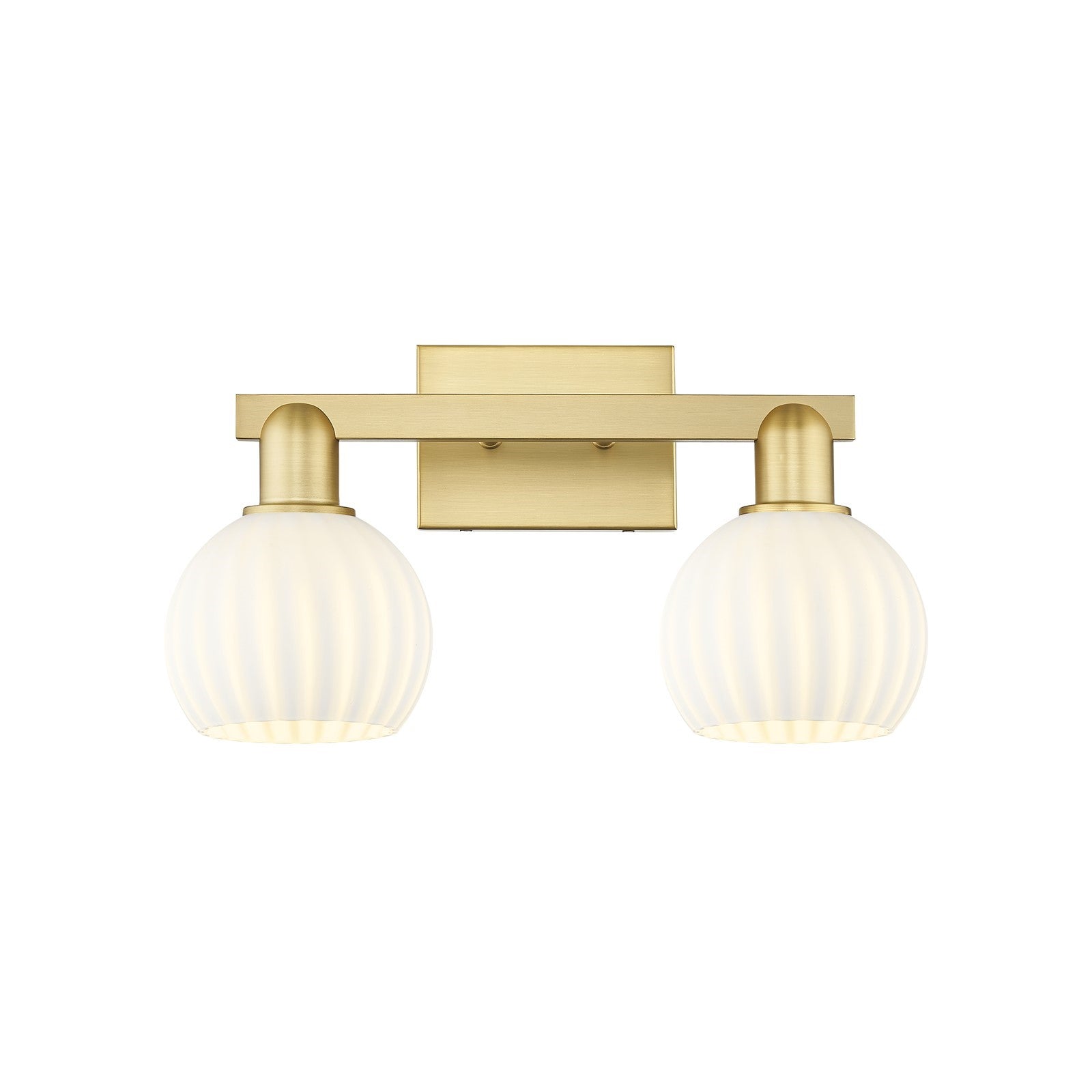 Innovations Arcadia 17in 2-Light Bath Vanity | Industrial Satin Gold Steel and White Venetian Glass | Bathroom Vanity Light | Model 716-2W-SG-G1217-6WV