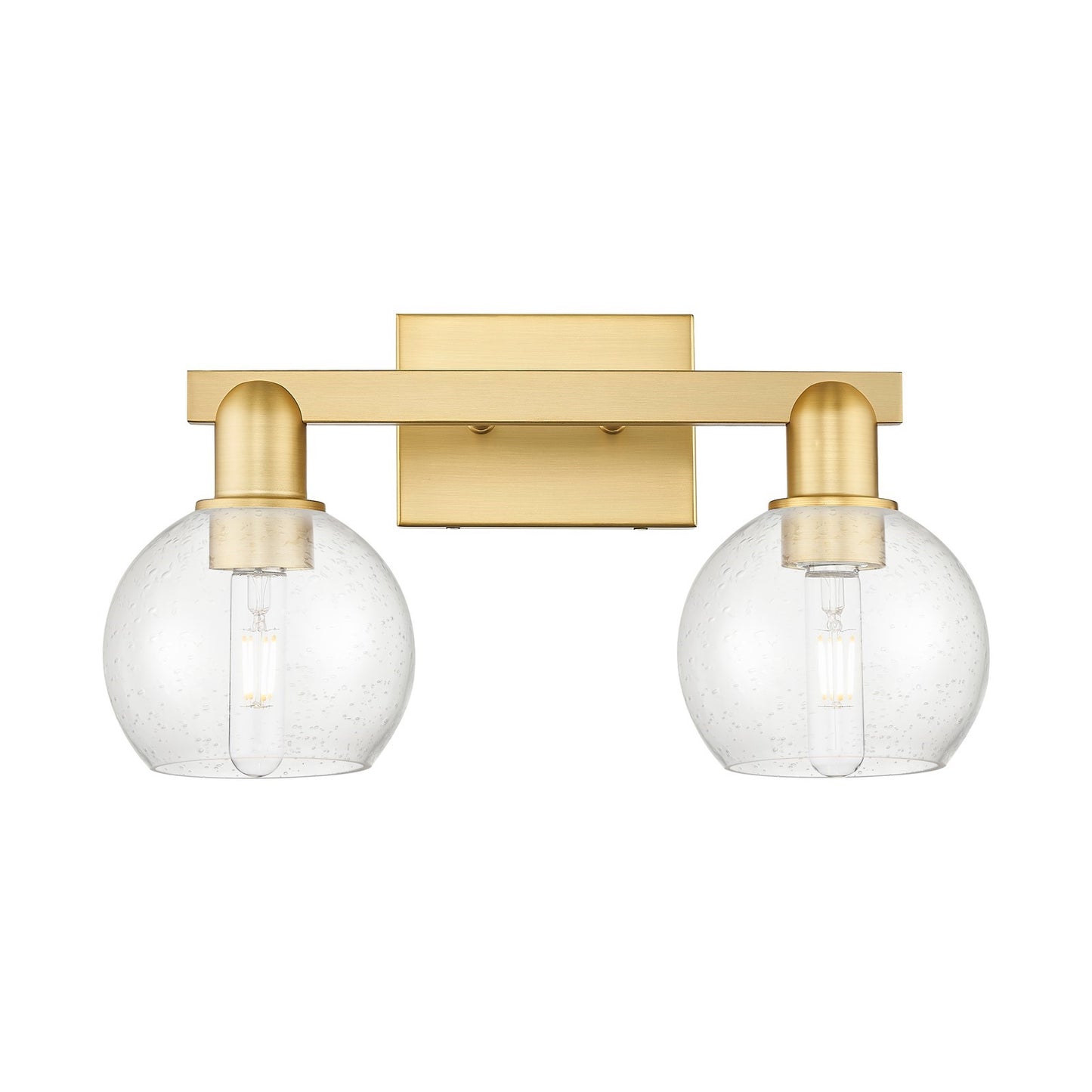 Innovations Athens 17in 2-Light Bath Vanity Light | Industrial Satin Gold Steel and Seedy Glass | Bathroom Vanity & Powder Room | Model 716-2W-SG-G124-6