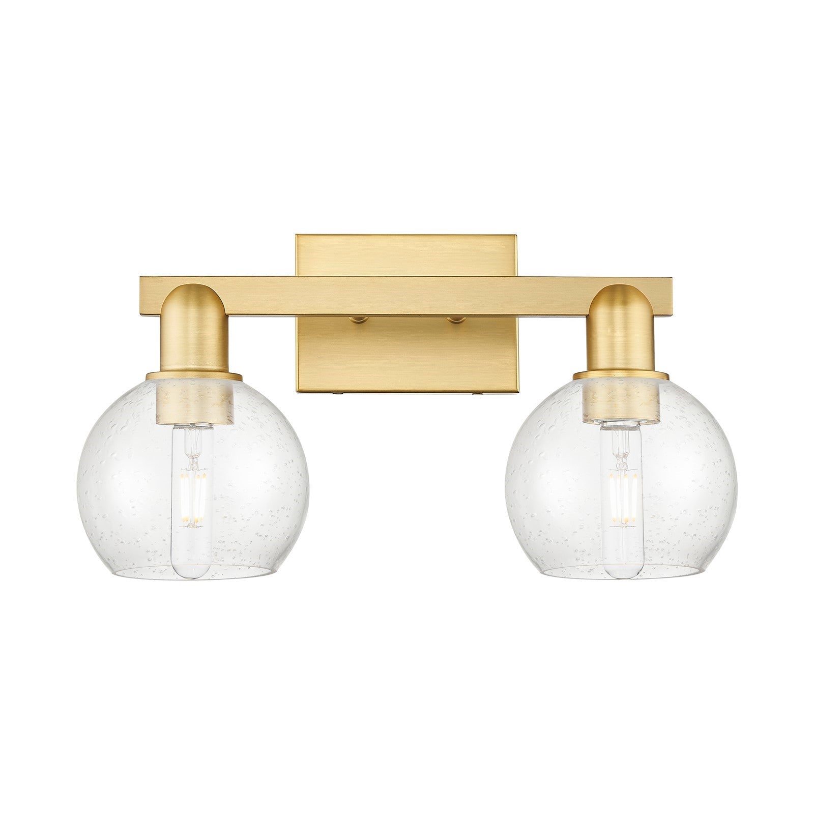 Innovations Athens 17in 2-Light Bath Vanity Light | Industrial Satin Gold Steel and Seedy Glass | Bathroom Vanity & Powder Room | Model 716-2W-SG-G124-6