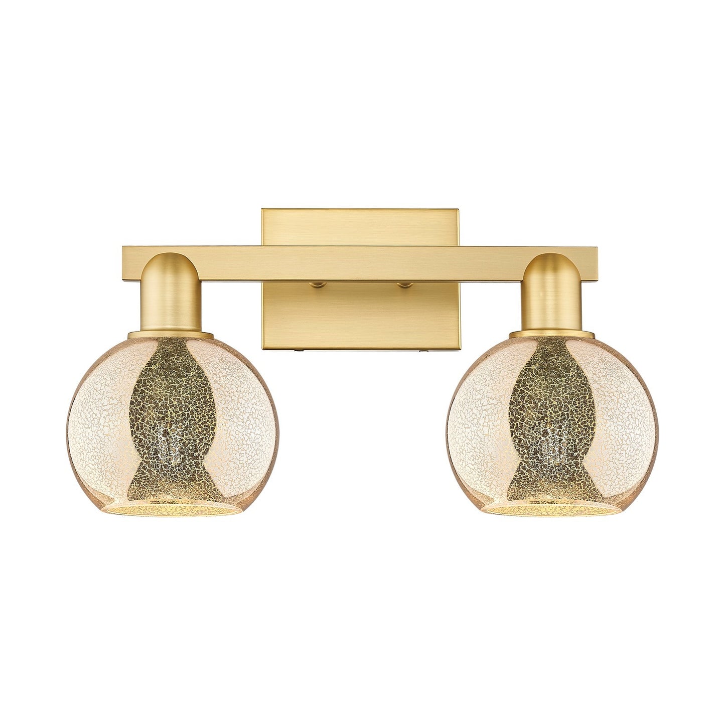Innovations Athens 17in 2-Light Bath Vanity Light | Industrial Satin Gold Steel and Mercury Glass | Bathroom Vanity | 16.88 x | Model 716-2W-SG-G128-6