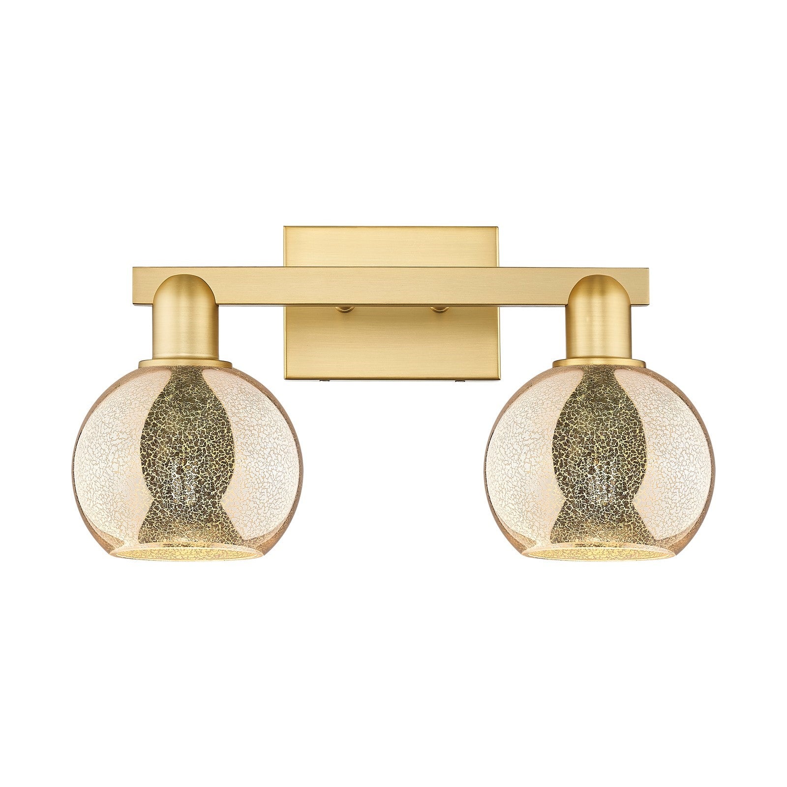 Innovations Athens 17in 2-Light Bath Vanity Light | Industrial Satin Gold Steel and Mercury Glass | Bathroom Vanity | 16.88 x | Model 716-2W-SG-G128-6