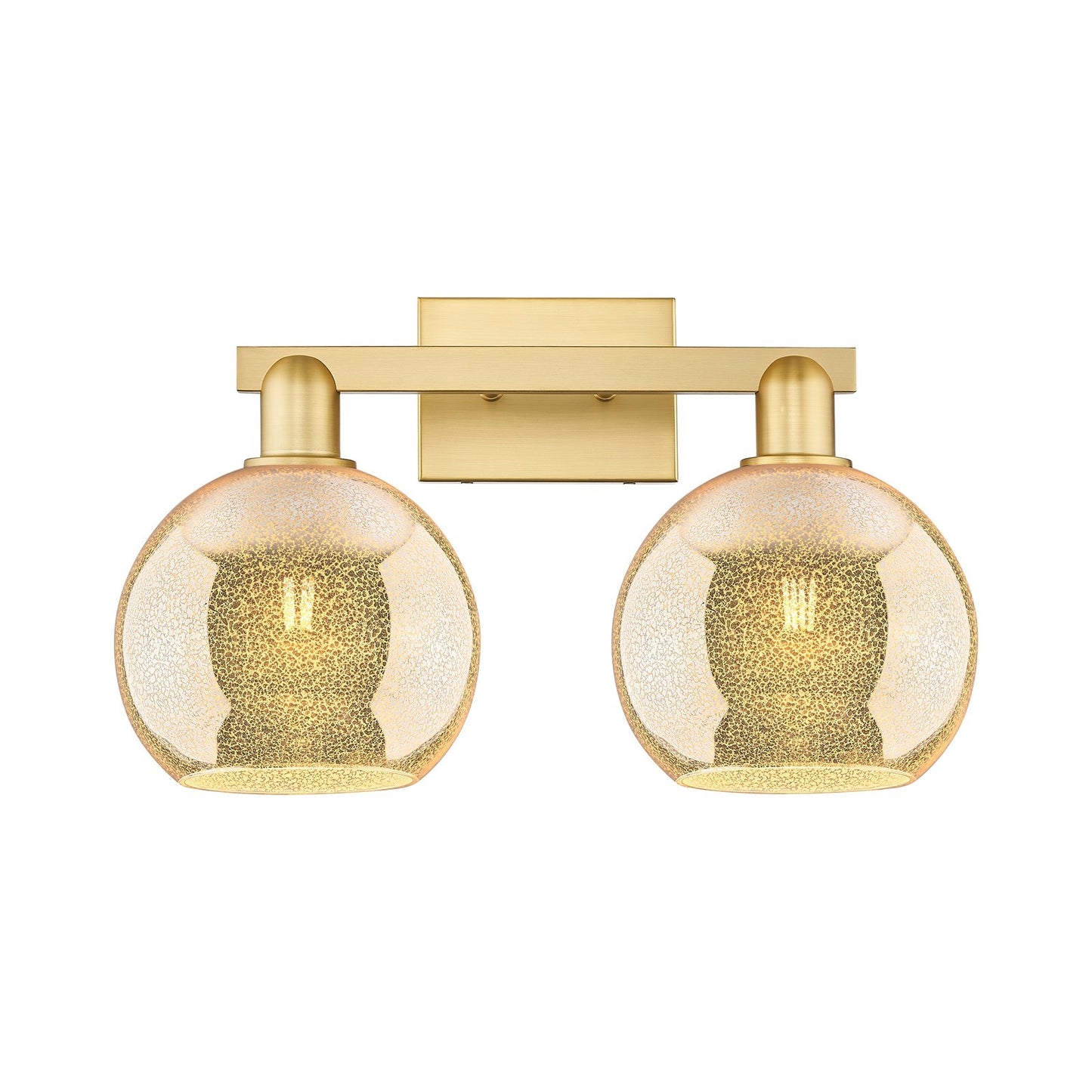 Innovations Athens 19in 2-Light Bath Vanity Light | Industrial Satin Gold Steel and Mercury Glass | Bathroom Vanity | 19 x 11.75 | Model 716-2W-SG-G128-8