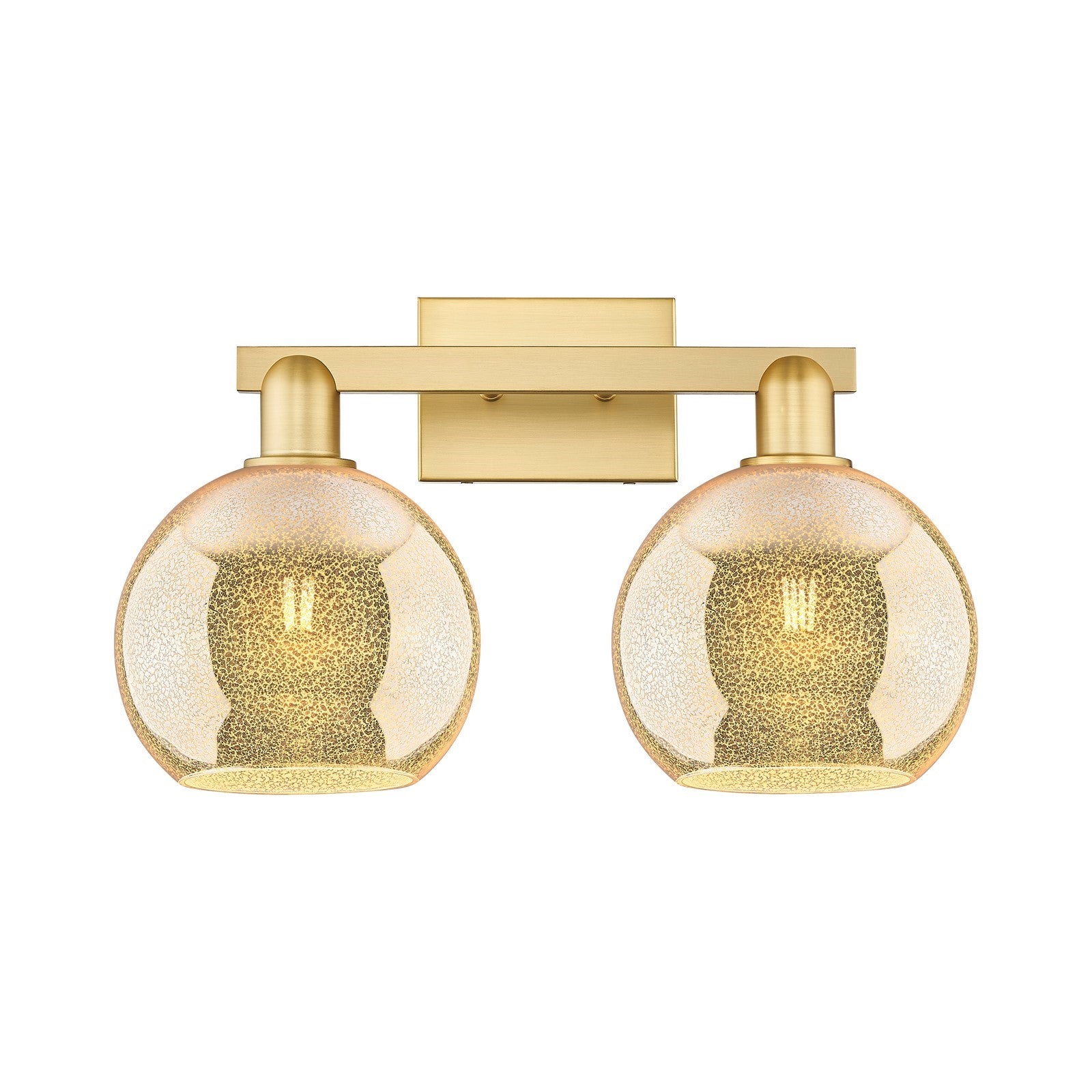 Innovations Athens 19in 2-Light Bath Vanity Light | Industrial Satin Gold Steel and Mercury Glass | Bathroom Vanity | 19 x 11.75 | Model 716-2W-SG-G128-8