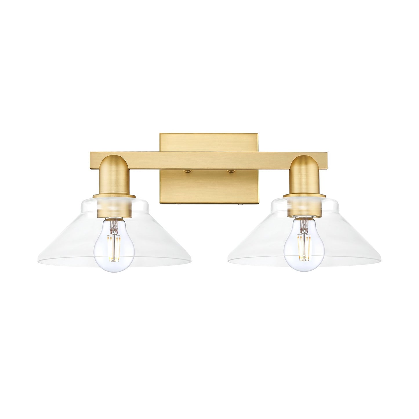 Innovations Orwell 19in 2-Light Bath Vanity Light | Industrial Satin Gold Steel and Clear Glass | Bathroom Vanity | 19.38 x 8.75 x | Model 716-2W-SG-G132