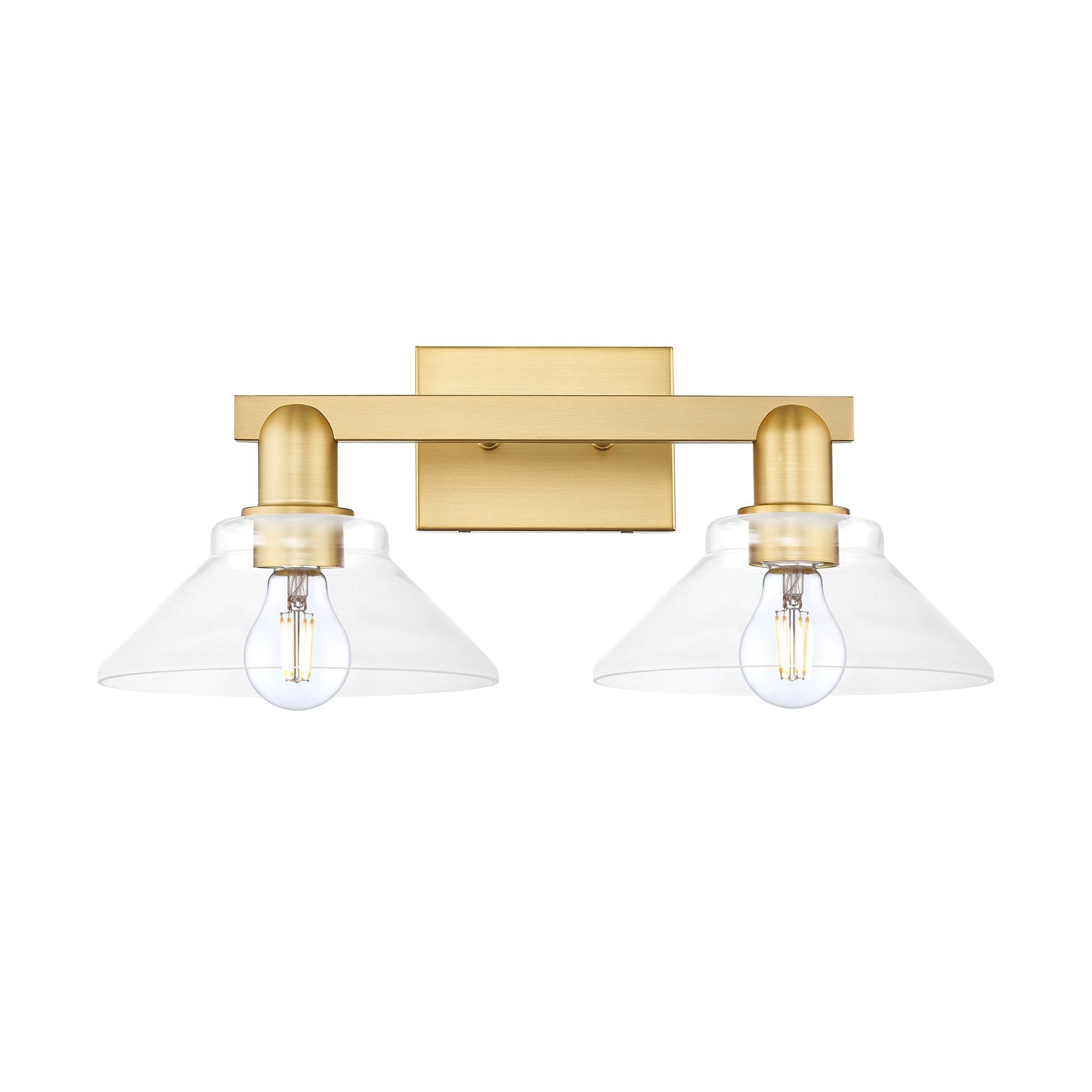 Innovations Orwell 19in 2-Light Bath Vanity Light | Industrial Satin Gold Steel and Clear Glass | Bathroom Vanity | 19.38 x 8.75 x | Model 716-2W-SG-G132