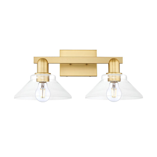 Innovations Orwell 19in 2-Light Bath Vanity Light | Industrial Satin Gold Steel and Clear Glass | Bathroom Vanity | 19.38 x 8.75 x | Model 716-2W-SG-G132