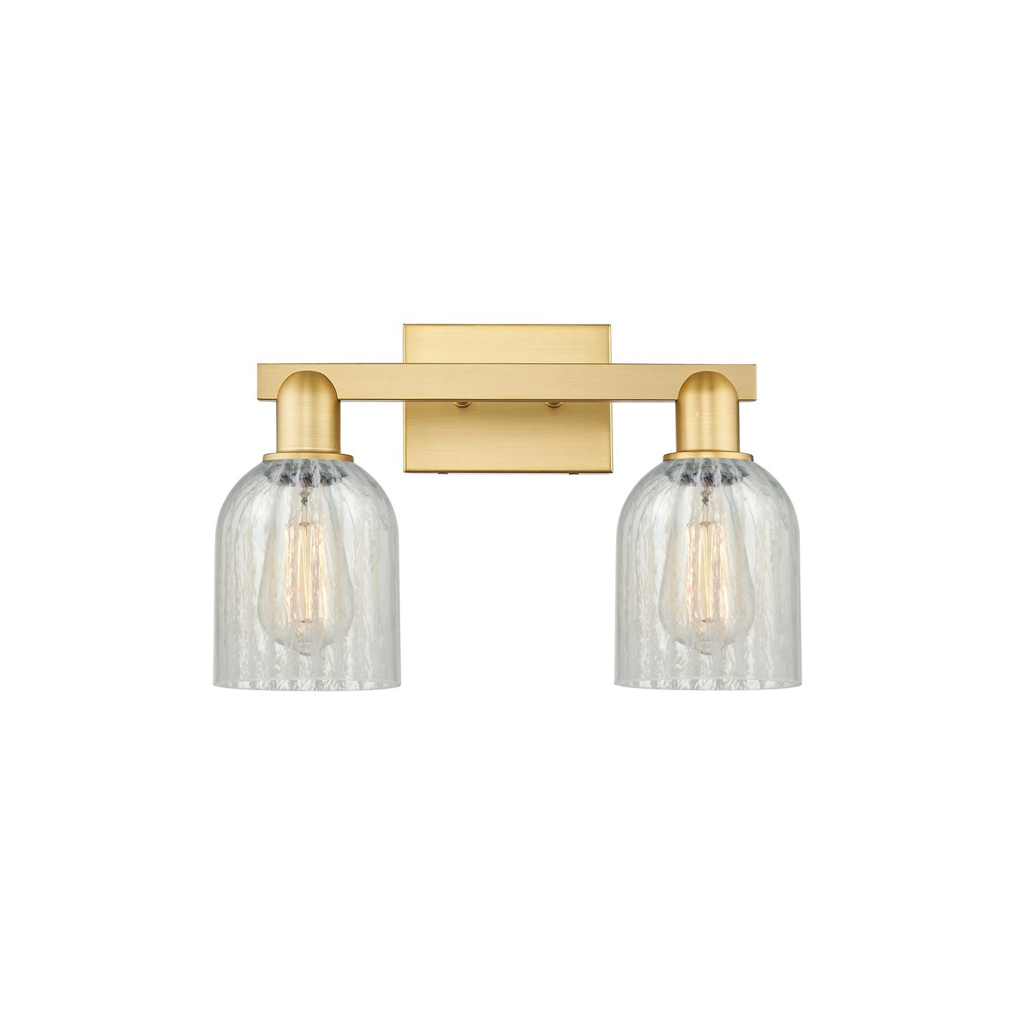Innovations Caledonia 16in 2-Light Bath Vanity Light | Industrial Satin Gold Steel and Mouchette Glass | Bathroom Vanity | 16 x | Model 716-2W-SG-G2511