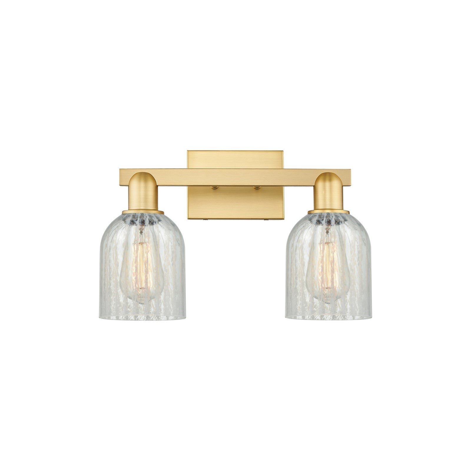 Innovations Caledonia 16in 2-Light Bath Vanity Light | Industrial Satin Gold Steel and Mouchette Glass | Bathroom Vanity | 16 x | Model 716-2W-SG-G2511