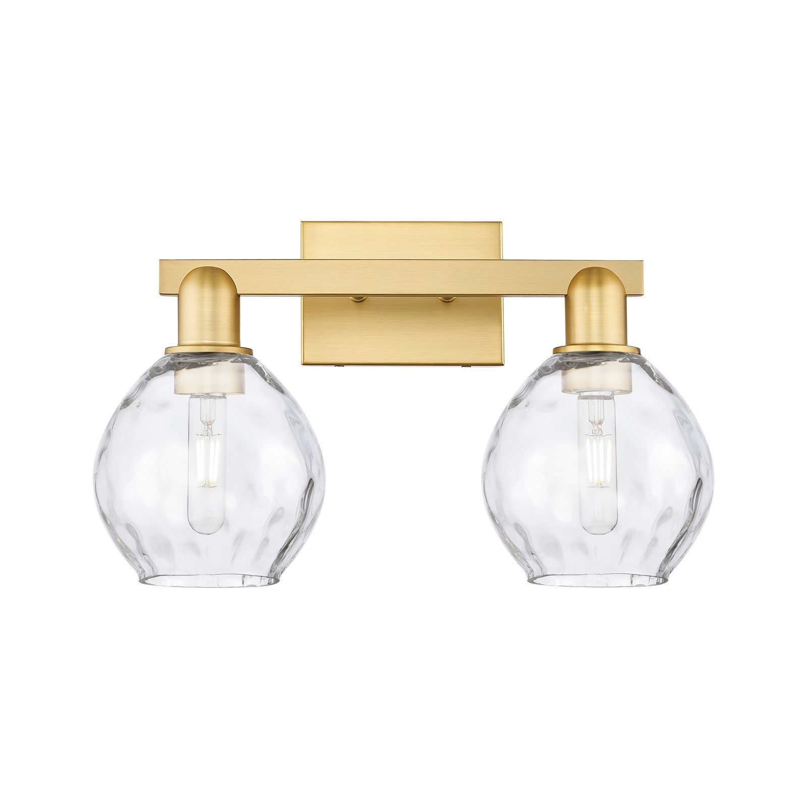 Innovations Waverly 17in 2-Light Bath Vanity Light | Industrial Satin Gold Steel and Cast Brass Clear Glass | Bathroom Vanity & | Model 716-2W-SG-G362