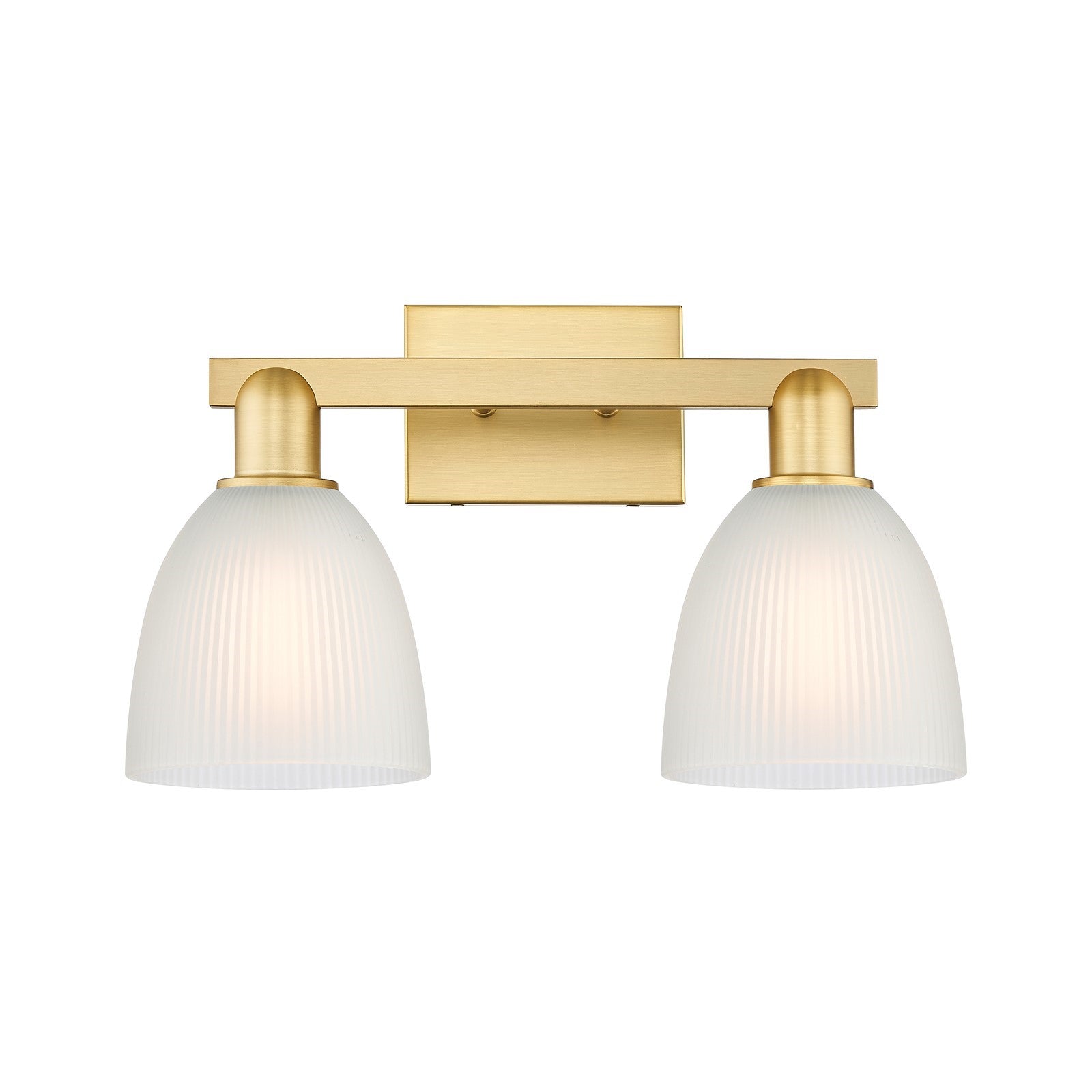 Innovations Castile 17in 2-Light Bath Vanity Light | Industrial Satin Gold Steel and White Glass | Bathroom Vanity & Powder Room | Model 716-2W-SG-G381