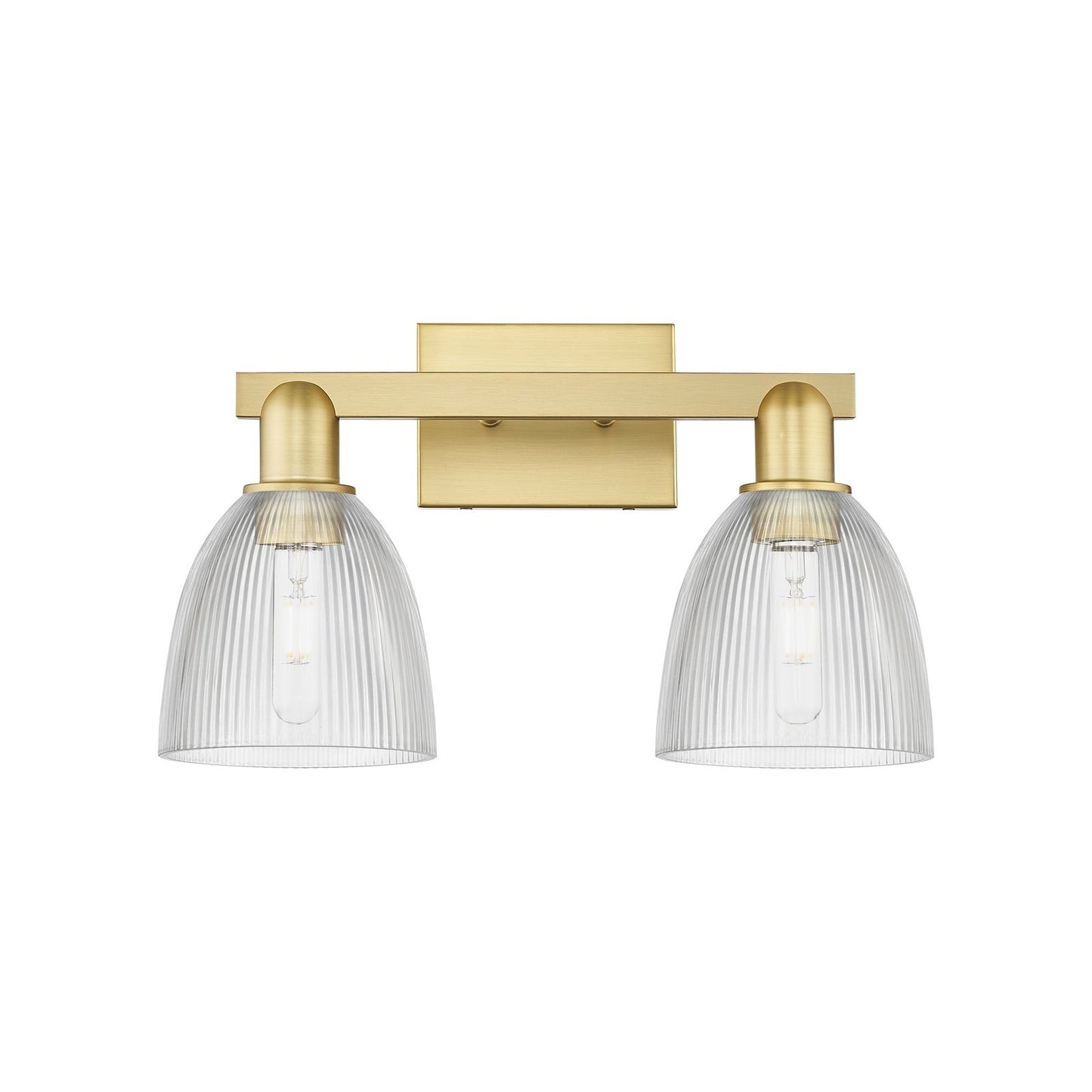 Innovations Castile 17in 2-Light Bath Vanity Light | Industrial Satin Gold Steel and Clear Glass | Bathroom Vanity | 17 x 10.75 x | Model 716-2W-SG-G382