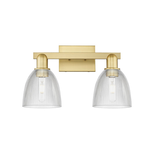 Innovations Castile 17in 2-Light Bath Vanity Light | Industrial Satin Gold Steel and Clear Glass | Bathroom Vanity | 17 x 10.75 x | Model 716-2W-SG-G382