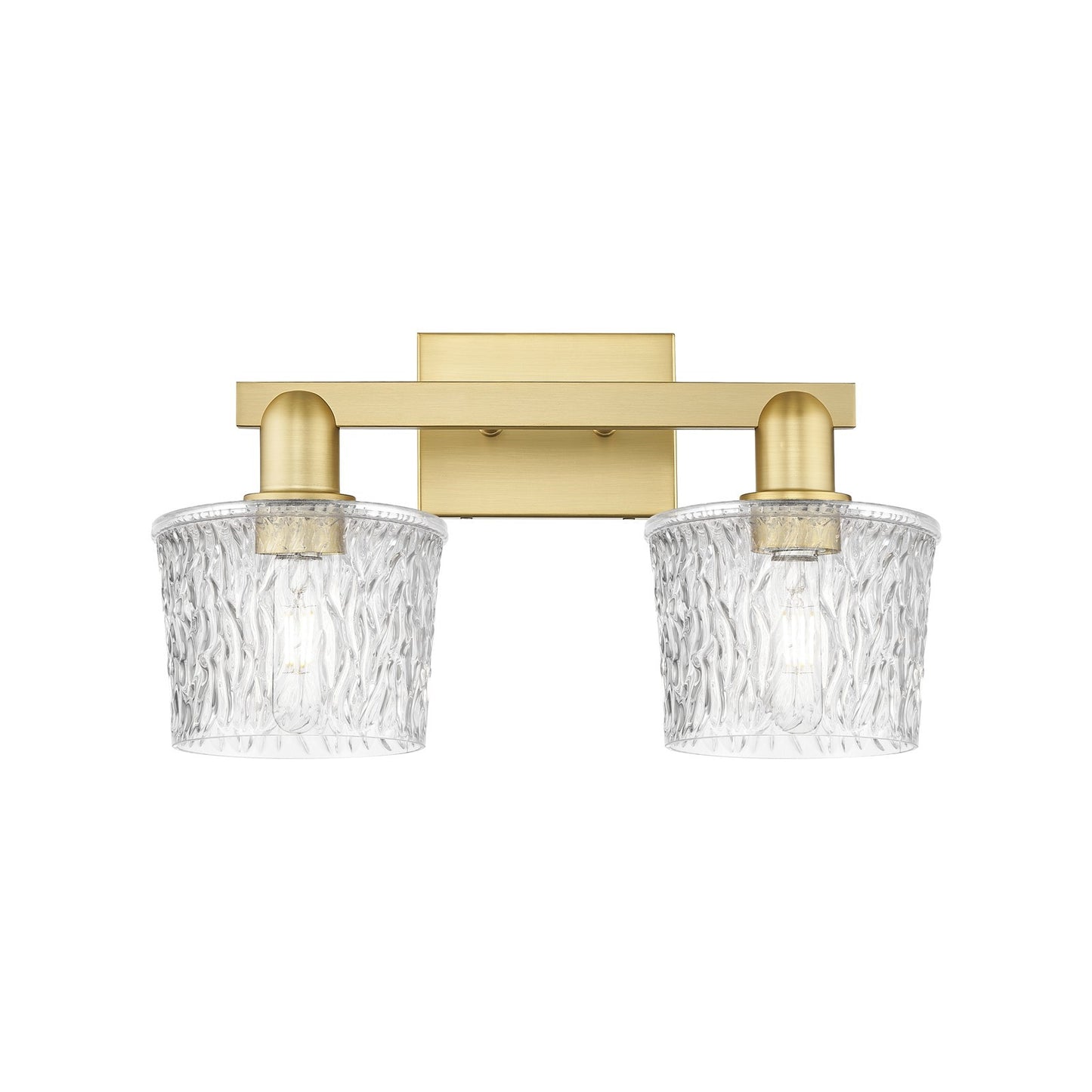 Innovations Niagara 18in 2-Light Bath Vanity Light | Industrial Satin Gold Steel and Clear Glass | Bathroom Vanity | 17.5 x 10.25 in | Model 716-2W-SG-G402