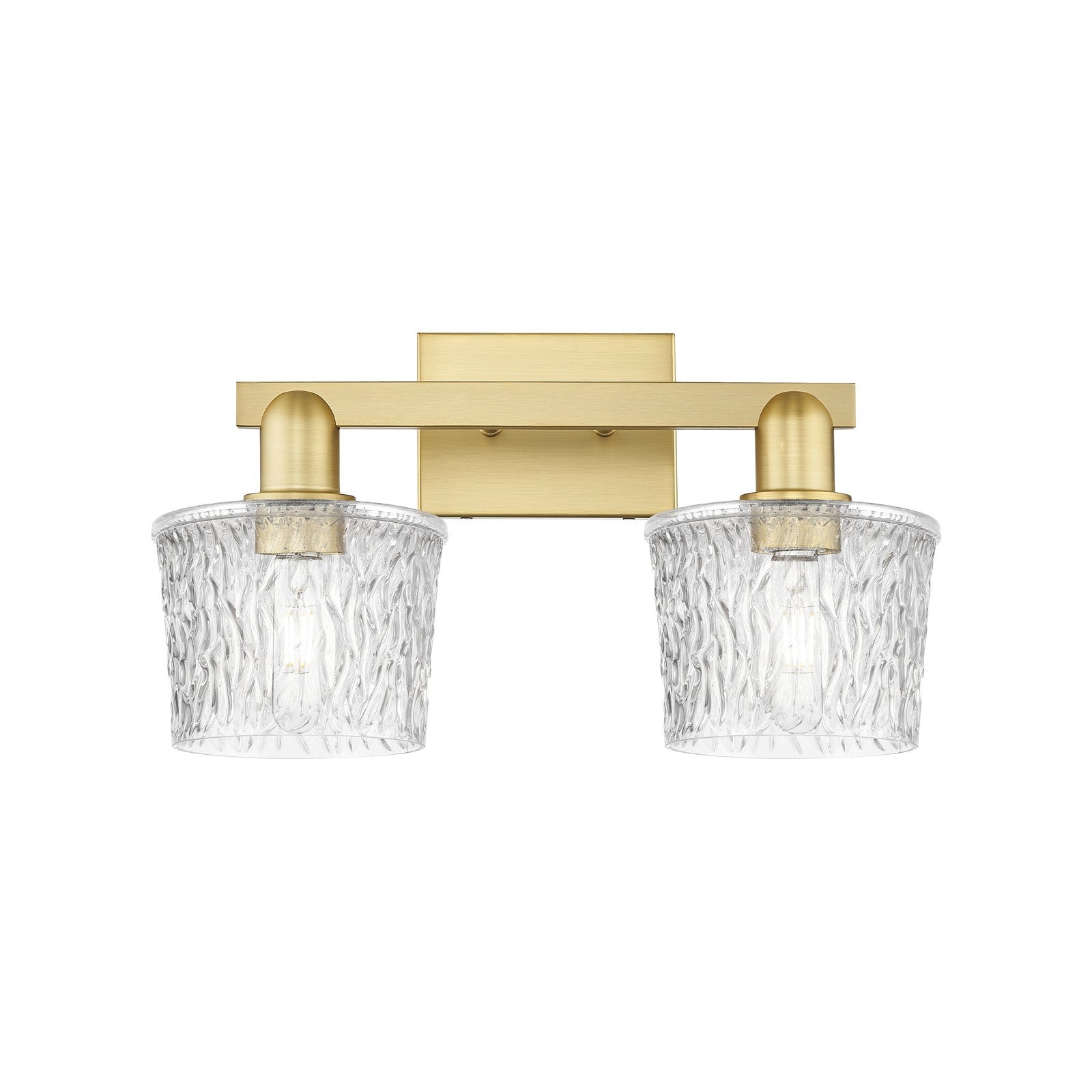Innovations Niagara 18in 2-Light Bath Vanity Light | Industrial Satin Gold Steel and Clear Glass | Bathroom Vanity | 17.5 x 10.25 in | Model 716-2W-SG-G402