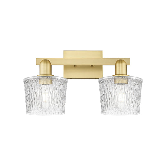 Innovations Niagara 18in 2-Light Bath Vanity Light | Industrial Satin Gold Steel and Clear Glass | Bathroom Vanity | 17.5 x 10.25 in | Model 716-2W-SG-G402