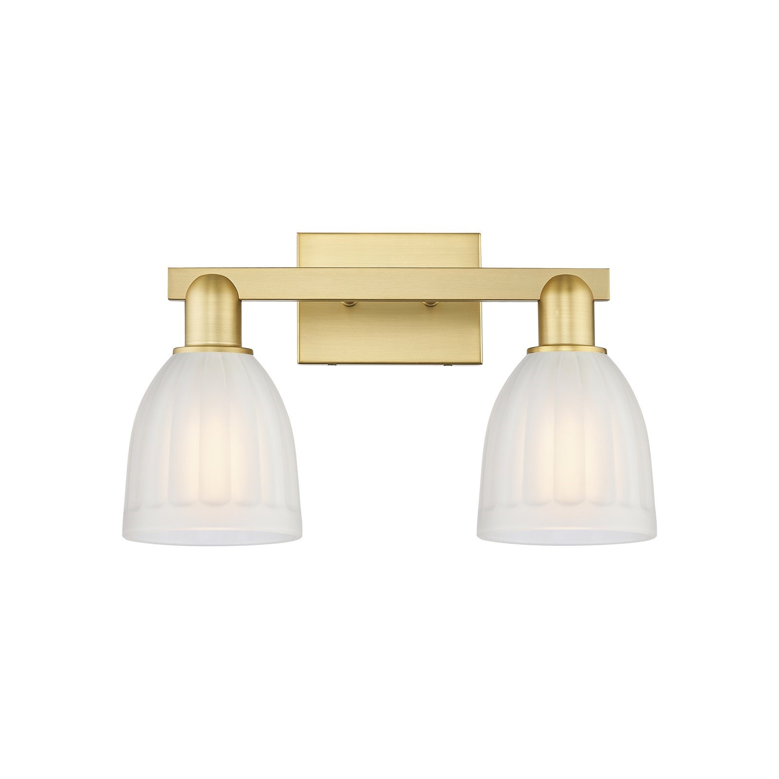 Innovations Brookfield 17in 2-Light Bath Vanity Light | Industrial Satin Gold Steel and White Ribbed Glass | Bathroom Vanity Light | Model 716-2W-SG-G441