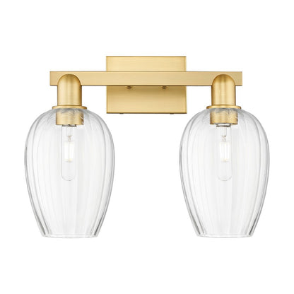 Innovations Preston 2Lt 16" Flute Bath Light, Gold/Clear - 716-2W-SG-G457-6CL