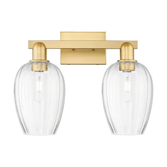 Innovations Preston 2Lt 16" Flute Bath Light, Gold/Clear - 716-2W-SG-G457-6CL