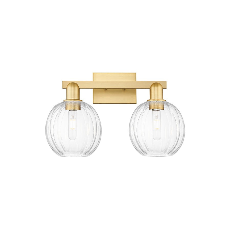Innovations Preston 2Lt 16" Globe Bath Light, Gold/Clear - 716-2W-SG-G458-7CL