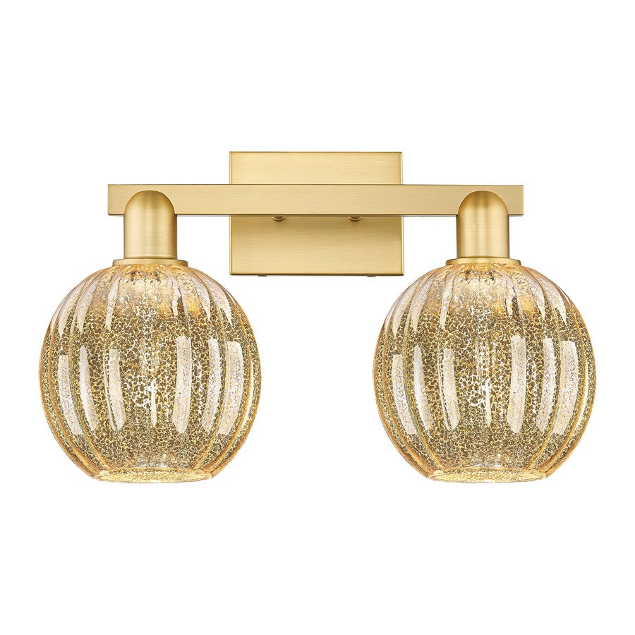 Innovations Preston 2Lt 16" Globe Bath Light, Gold/Mercury - 716-2W-SG-G458-7ME