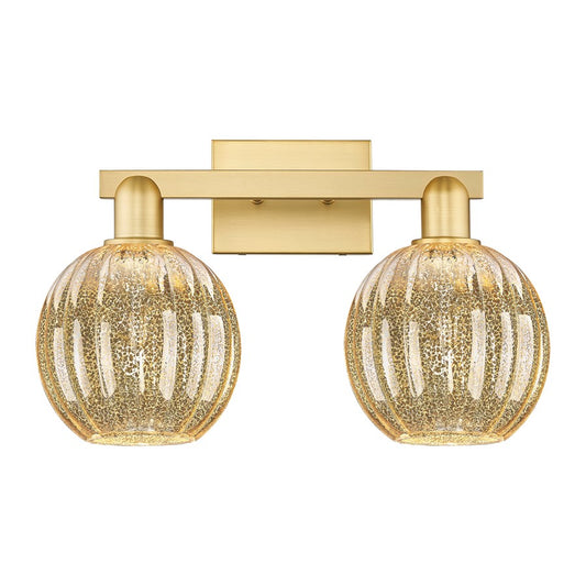 Innovations Preston 2Lt 16" Globe Bath Light, Gold/Mercury - 716-2W-SG-G458-7ME