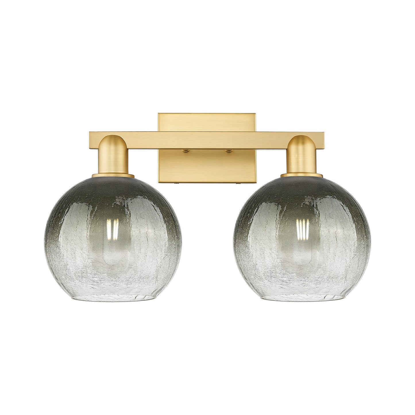 Innovations Brookhaven Globe 18.88in 2-Light Bath Vanity Light | Industrial Satin Gold Steel and Slate Glass | Bathroom Vanity | Model 716-2W-SG-G483-8SL
