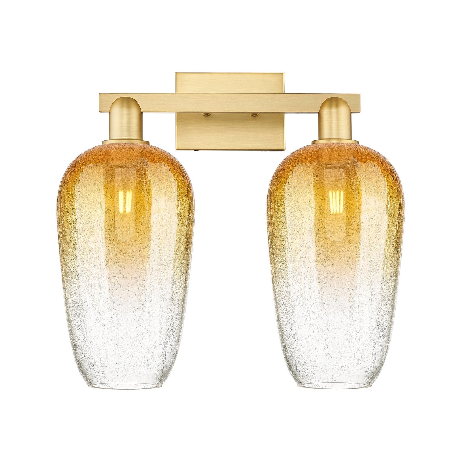 Innovations Brookhaven Flute 18in 2-Light Bath Vanity | Industrial Satin Gold Steel and Cast Brass with Amber Glass | Bathroom | Model 716-2W-SG-G484-7AM