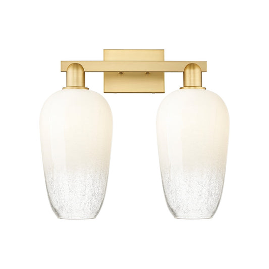 Innovations Brookhaven Flute 18in 2-Light Bath Vanity | Industrial Satin Gold Steel and Opal Glass | Bathroom Vanity | 18 x | Model 716-2W-SG-G484-7OP
