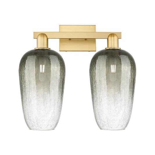 Innovations Brookhaven Flute 18in 2-Light Bath Vanity | Industrial Satin Gold Steel and Slate Glass | Bathroom Vanity Light | Model 716-2W-SG-G484-7SL