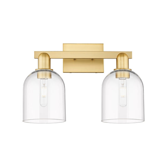 Innovations Bella 17in 2-Light Bath Vanity Light | Satin Gold Steel and Cast Brass with Clear Bell Glass | Bathroom Vanity & | Model 716-2W-SG-G558-6CL