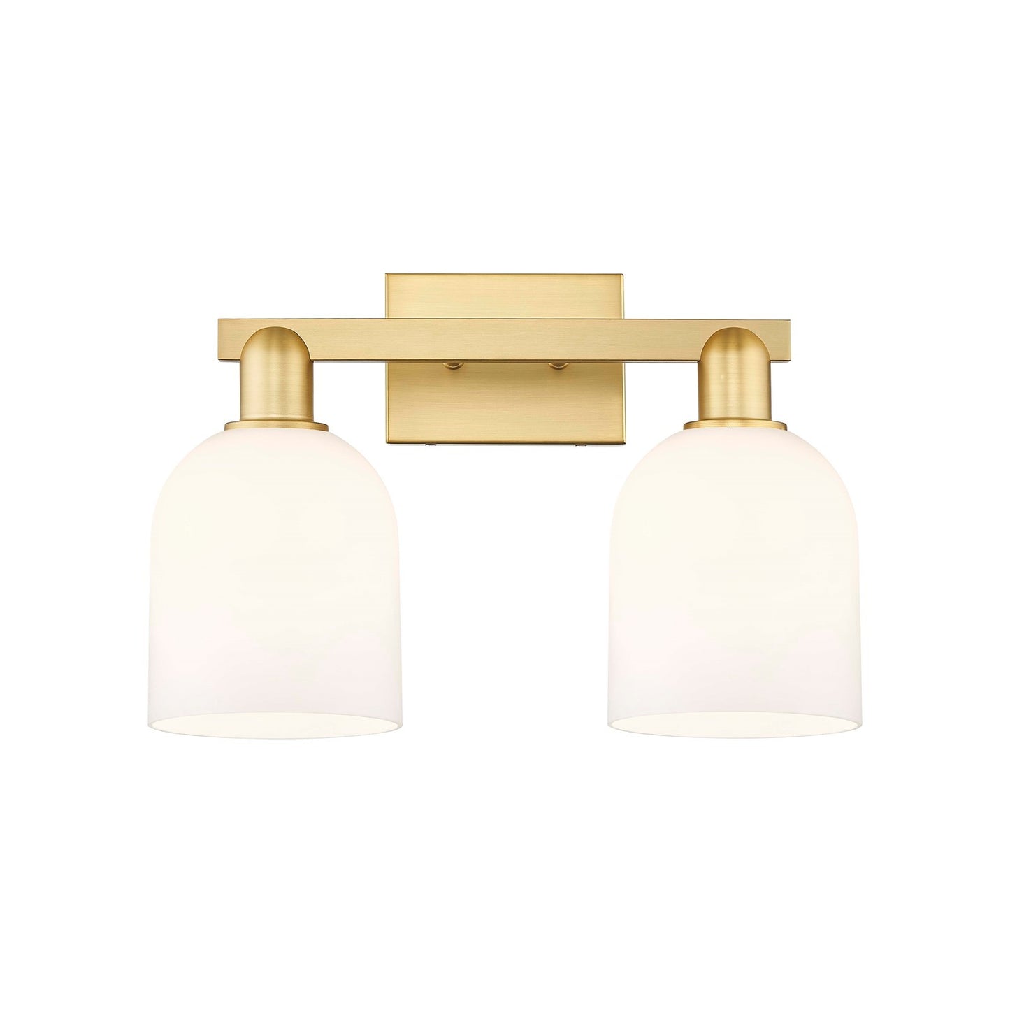 Innovations Bella 17in 2-Light Bath Vanity Light | Industrial Satin Gold Steel and White Glass | Bathroom Vanity | 16.5 x | Model 716-2W-SG-G558-6GWH