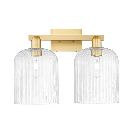 Innovations Bridal Veil 19in 2-Light Bath Vanity | Industrial Satin Gold Steel and Seedy Ribbed Glass | Bathroom Vanity Light | Model 716-2W-SG-G559-8SDY