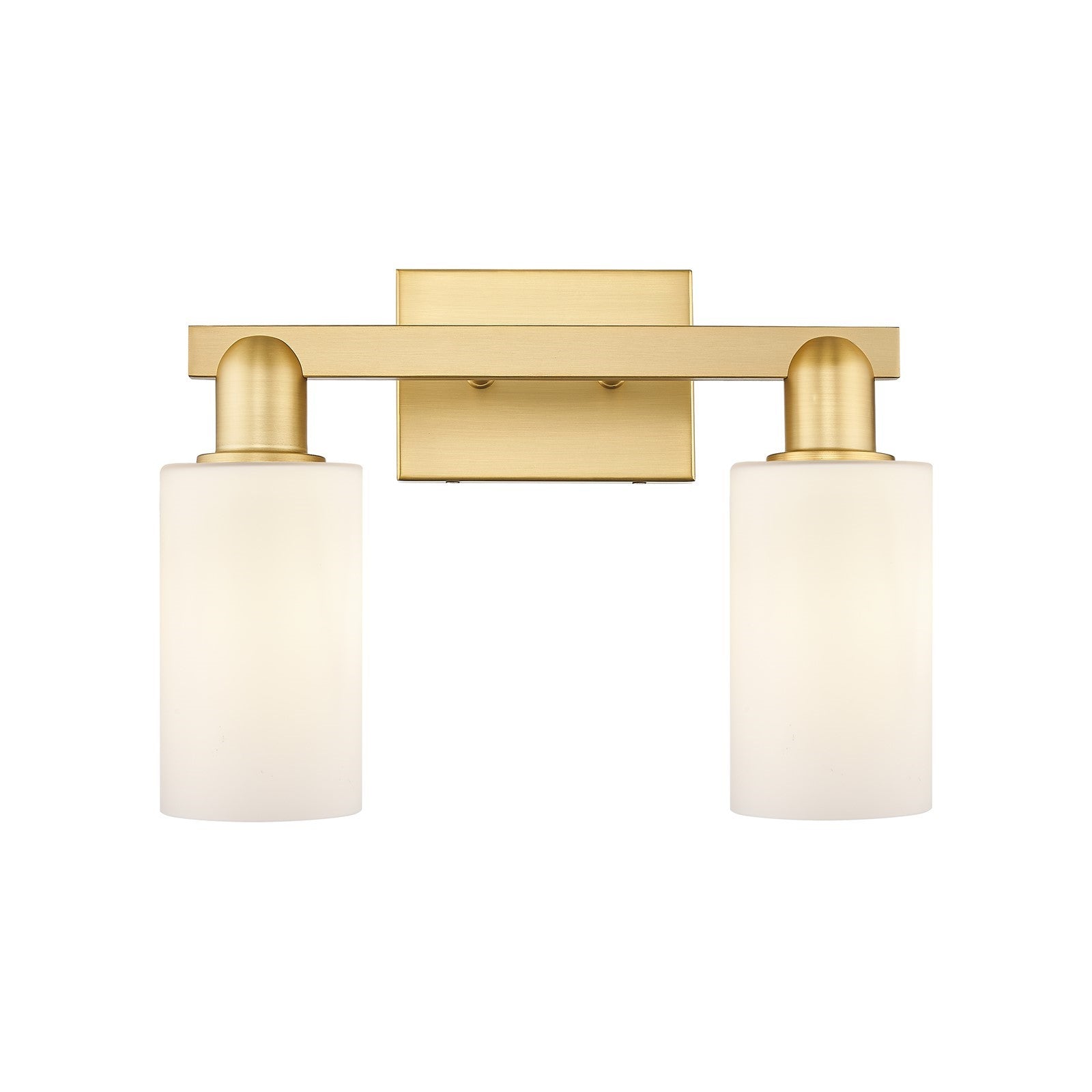 Innovations Clymer 15in 2-Light Bath Vanity Light | Industrial Satin Gold Steel and Matte White Glass | Bathroom Vanity | 14.88 x | Model 716-2W-SG-G801