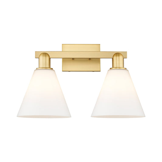 Innovations Berkshire Glass 19in 2-Light Bath Vanity | Industrial Satin Gold Steel and Matte White Glass | Bathroom & Entryway | Model 716-2W-SG-GBC-81