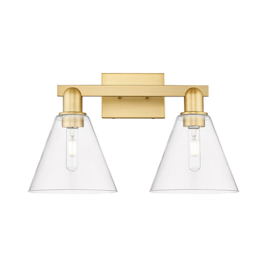 Innovations Berkshire Glass 19in 2-Light Bath Vanity | Industrial Satin Gold Steel and Clear Glass | Entryway & Hallway Accent | Model 716-2W-SG-GBC-82