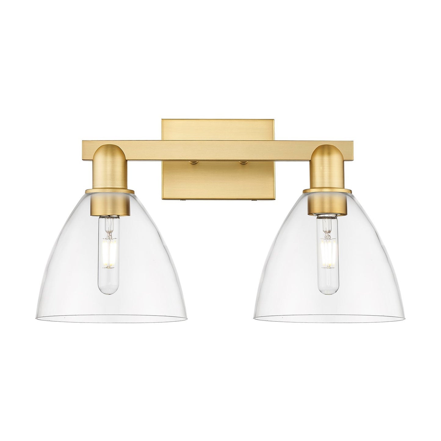 Innovations Bristol 19in 2-Light Bath Vanity Light | Industrial Satin Gold Steel and Clear Glass | Bathroom Vanity | 18.5 x | Model 716-2W-SG-GBD-752