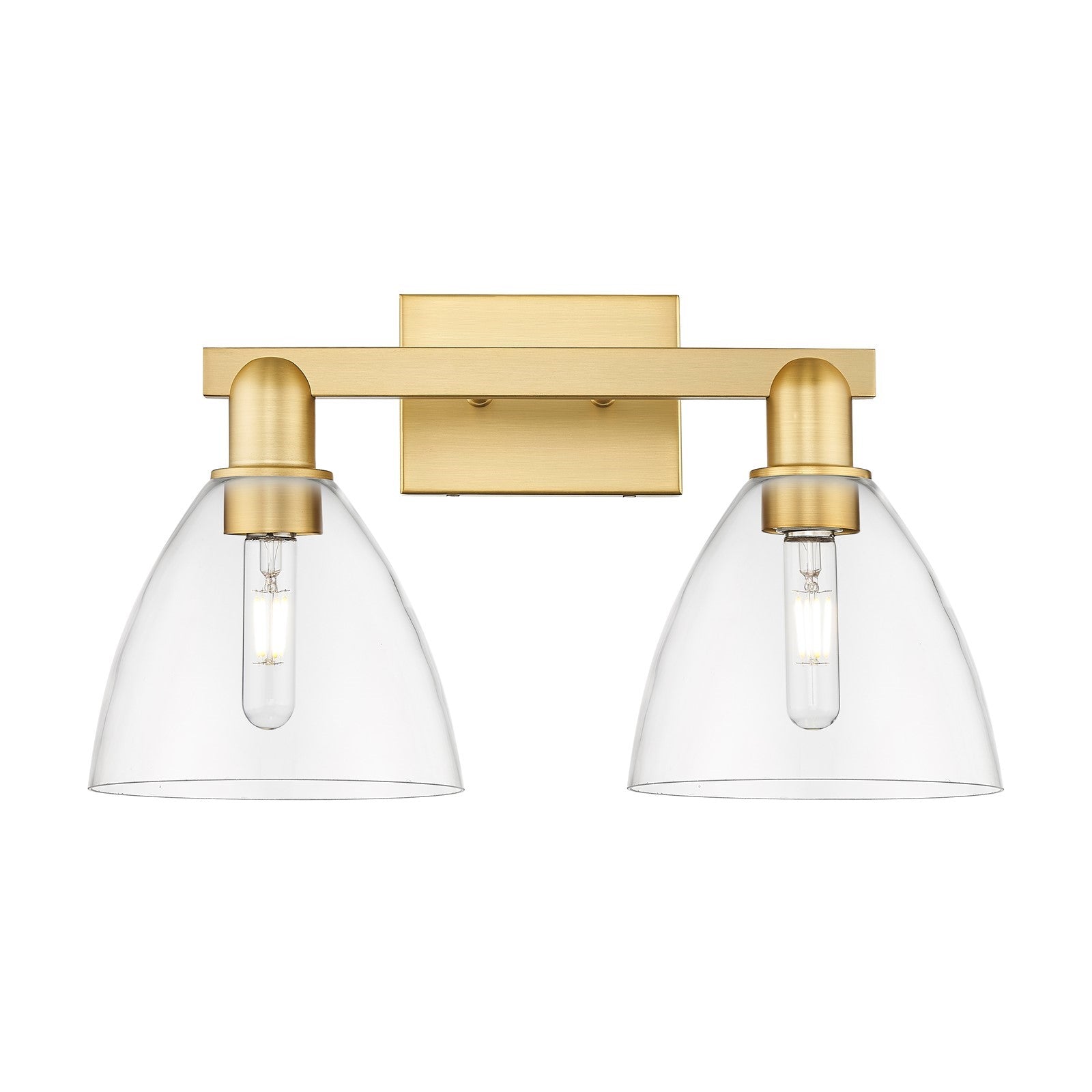 Innovations Bristol 19in 2-Light Bath Vanity Light | Industrial Satin Gold Steel and Clear Glass | Bathroom Vanity | 18.5 x | Model 716-2W-SG-GBD-752