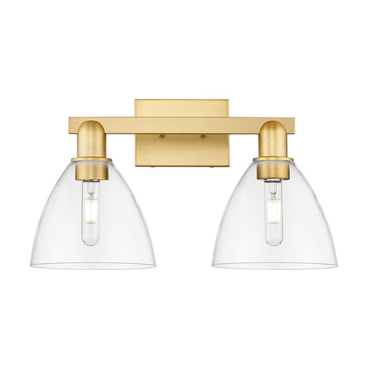 Innovations Bristol 19in 2-Light Bath Vanity Light | Industrial Satin Gold Steel and Clear Glass | Bathroom Vanity | 18.5 x | Model 716-2W-SG-GBD-752