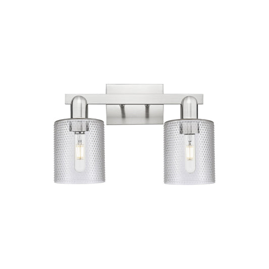 Innovations Cobbleskill 16in 2-Light Bath Vanity Light | Industrial Brushed Satin Nickel and Clear Glass | Bathroom Vanity & Powder | Model 716-2W-SN-G112