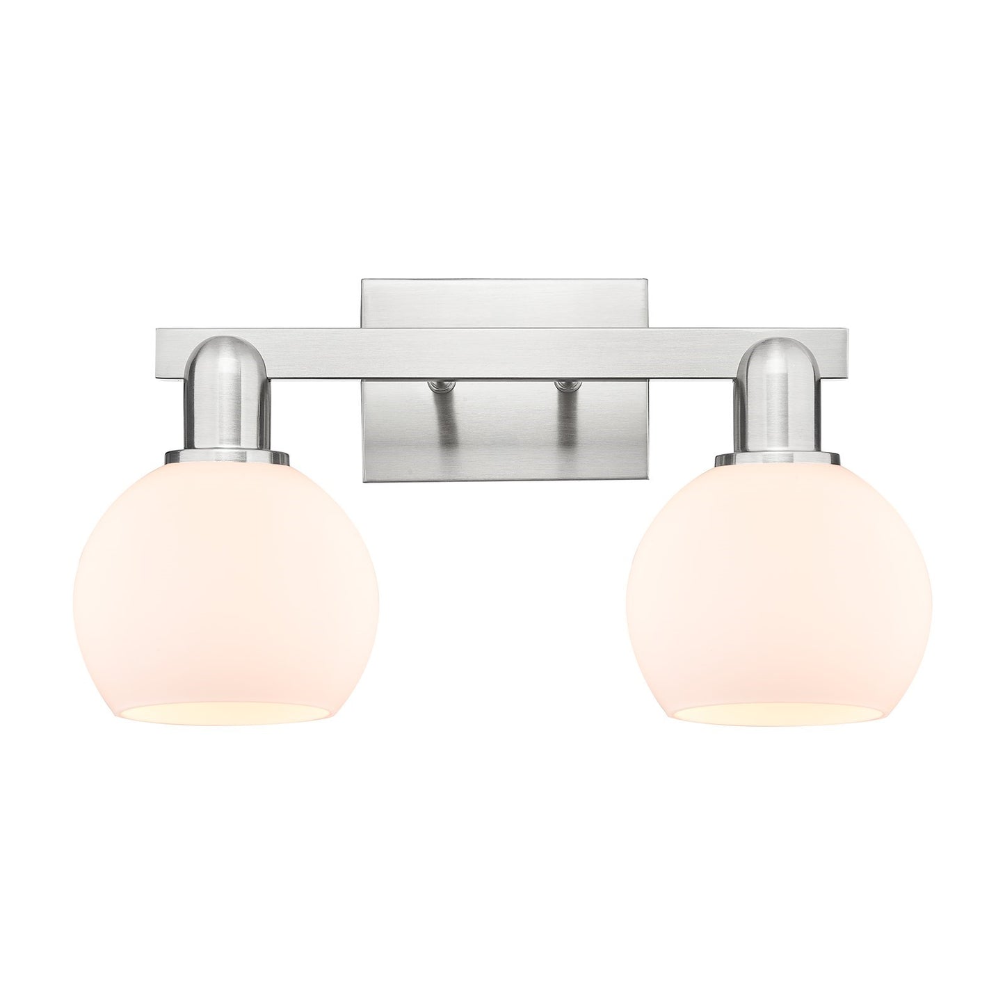 Innovations Athens 17in 2-Light Bath Vanity Light | Industrial Brushed Satin Nickel and Matte White Glass | Bathroom Vanity | Model 716-2W-SN-G121-6