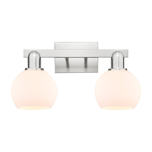 Innovations Athens 17in 2-Light Bath Vanity Light | Industrial Brushed Satin Nickel and Matte White Glass | Bathroom Vanity | Model 716-2W-SN-G121-6