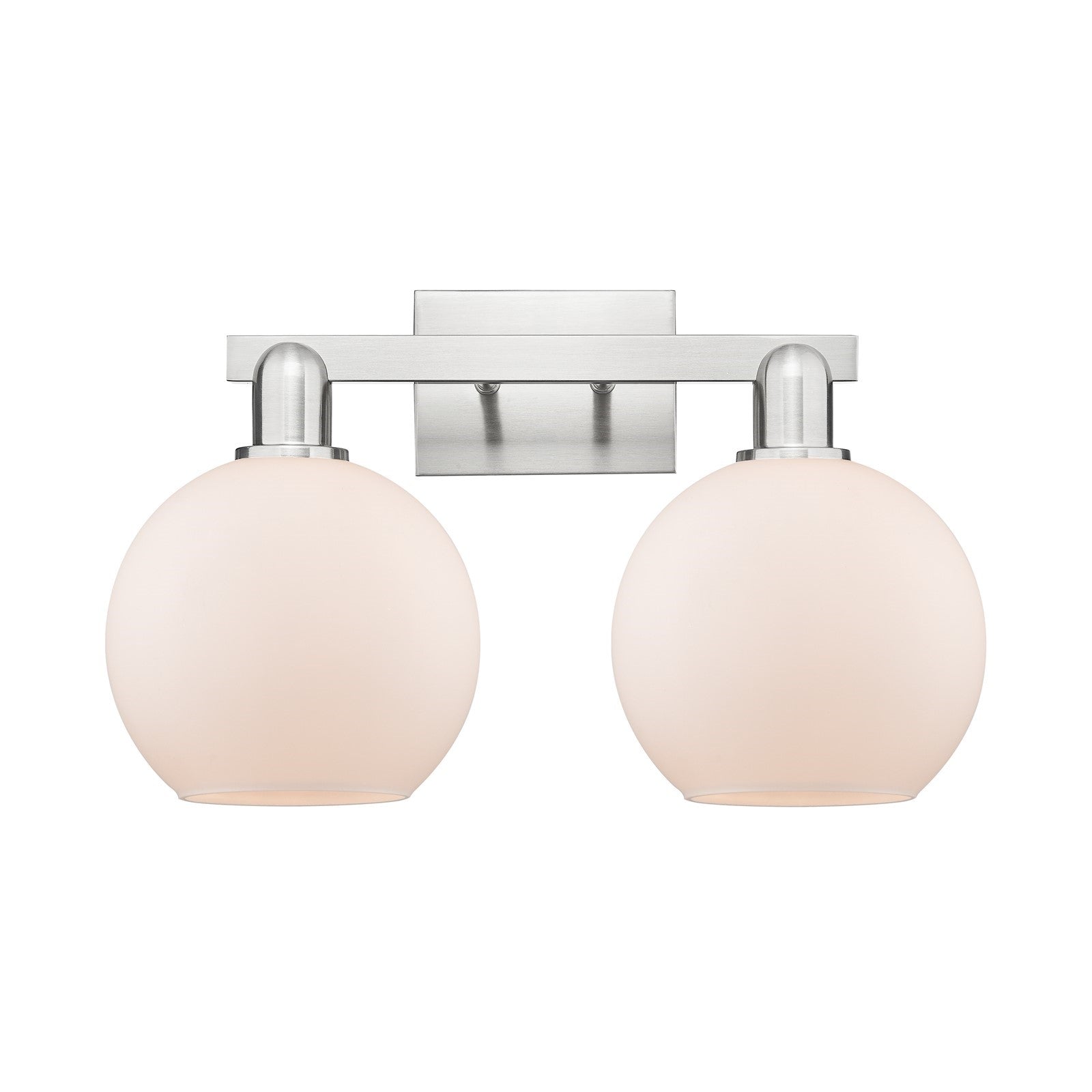 Innovations Athens 19in 2-Light Bath Vanity | Industrial Brushed Satin Nickel and Matte White Glass | Bathroom Vanity | 19 x | Model 716-2W-SN-G121-8